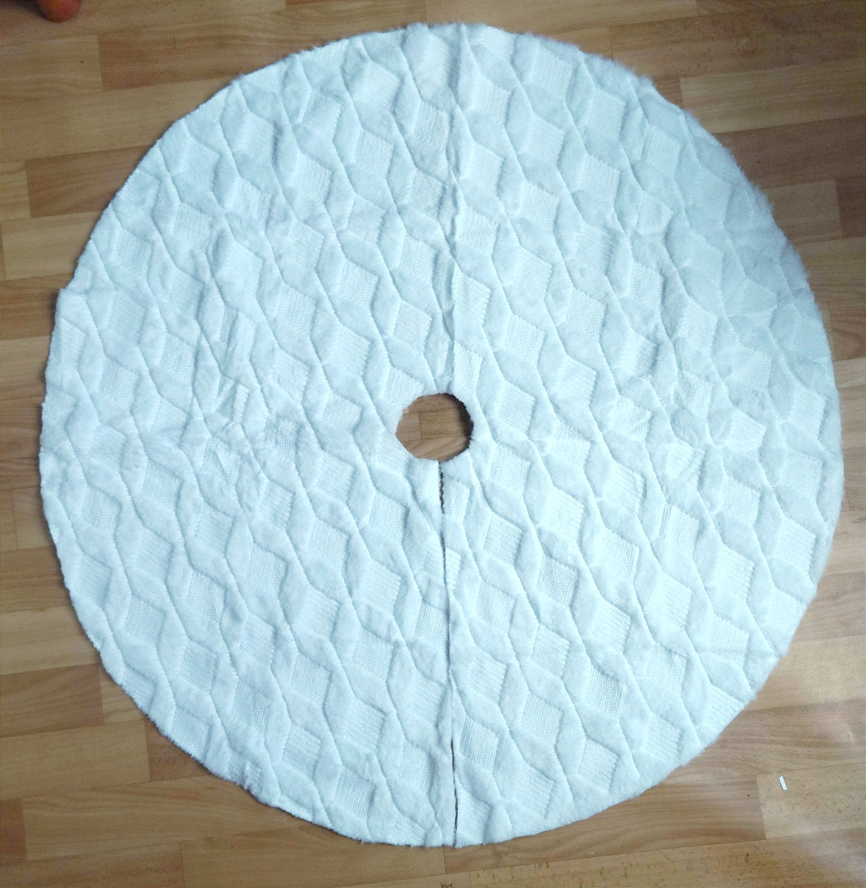 Хутряний фактурний килимок (спідниця) під ялинку білий (діаметр 90 см), фото 1