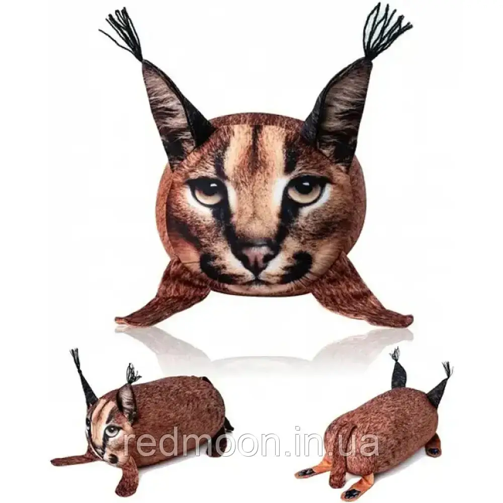 М'яка іграшка Рись Шльопа, 50 см / М'яка подушка антистрес / Плюшева іграшка-подушка рись, фото 1