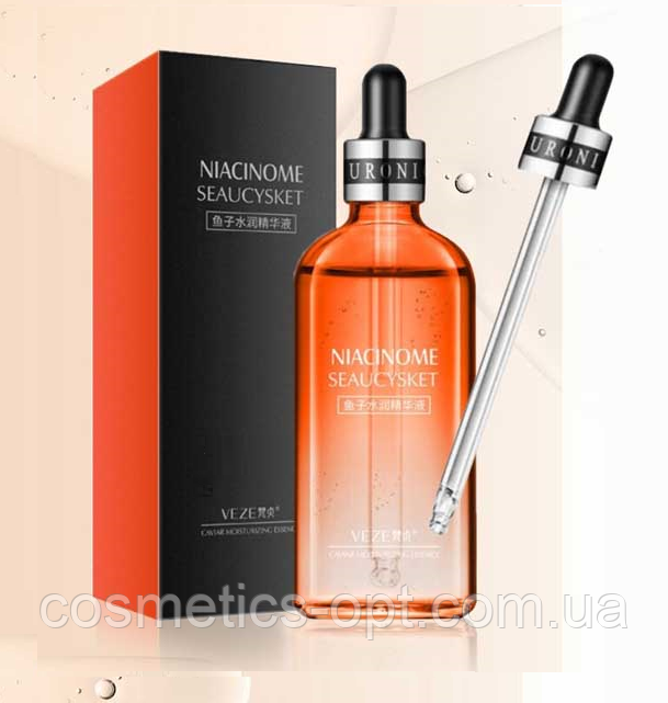Розгладжуюча сироватка для обличчя з нікотинамідом і чорною ікрою VEZE Niacinome Seaucysket 100 ml, фото 1
