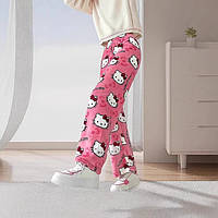 Плюшеві штани Hello Kitty Піжамні штани Хеллоу Кітті рожеві оверсайз