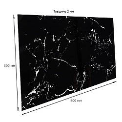 Плитка ПЕТ самоклеюча Чорний мармур з білими включеннями 300х600х2мм панель стінова