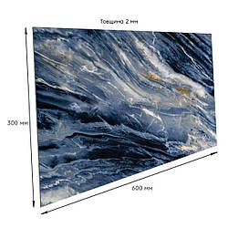 Плитка ПЕТ самоклеюча Синій Мармур під камінь 300х600х2мм панель стінова пластикова