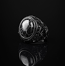 Кільце печатка перстень чоловіче сталеве DRAGON EYE 19 з медичної неіржавної сталі з Чорним каменем, фото 5