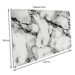 Самоклеюча плитка PET Рябий мармур із чорними прожилками 300х600х2мм панель стінова