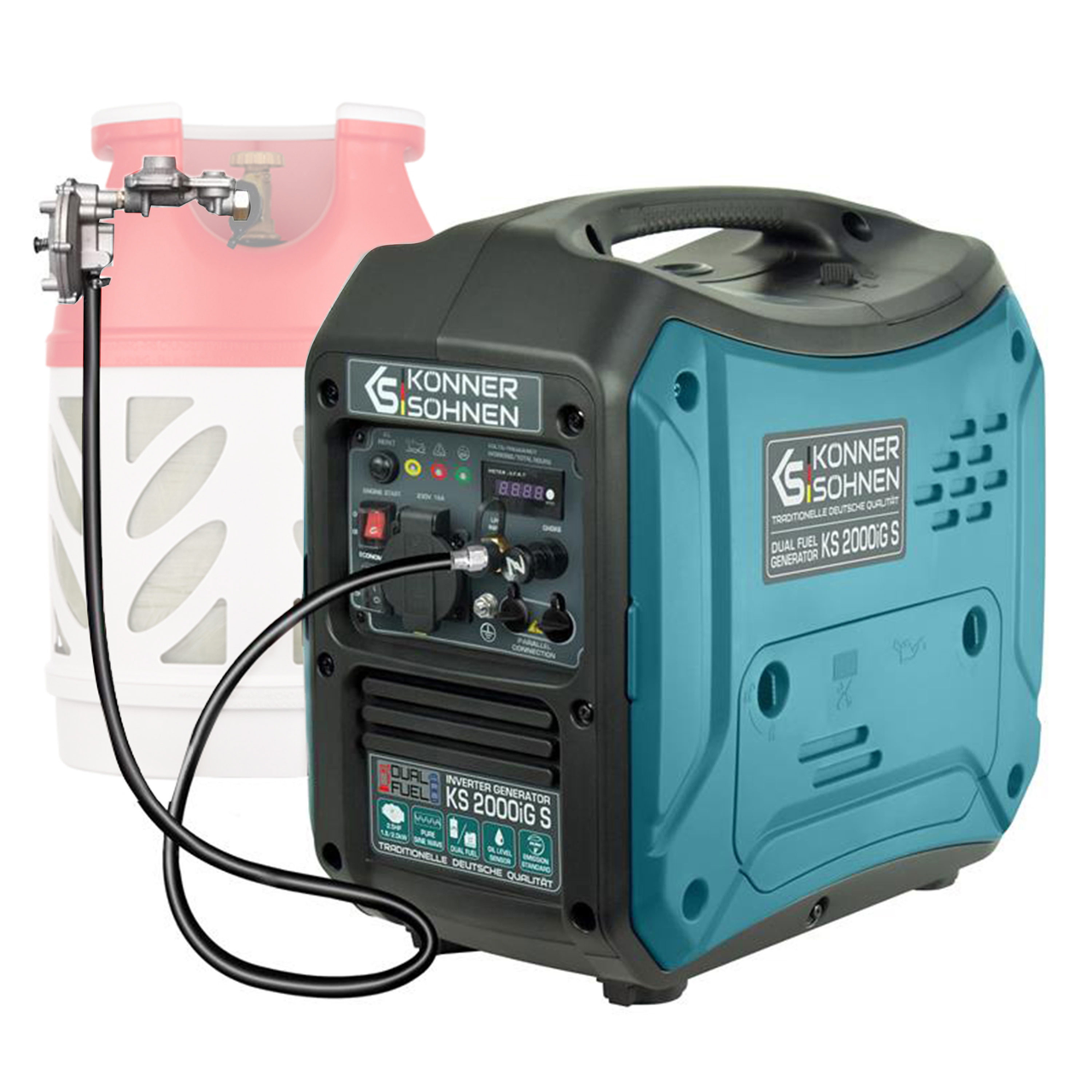 Інверторний газ/бензин генератор KS 2000iG S з ручним запуском (230 В / 1.8-2 кВт / 79.7 см3), фото 1