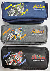 Пенал сум. 1від. + 1 кишеня на змійці 896 "МОТО" 3 види