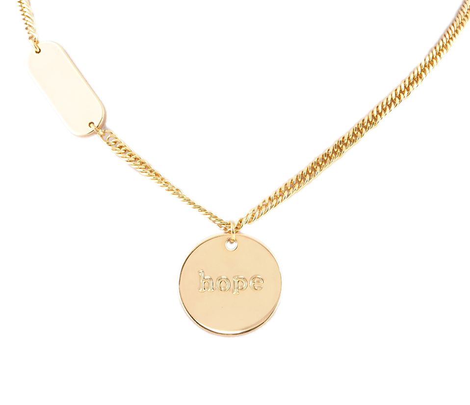 Кулон на ланцюжку Xuping Позолота 18K "Медальйон з написом Hope, ø 23мм" довжина 39-44см х 3мм