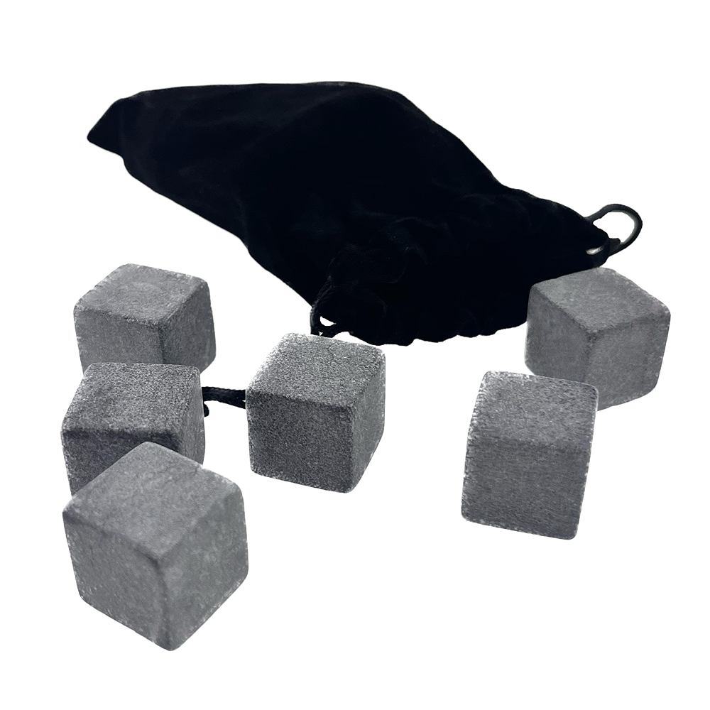 Камені для віскі "Whiskey Stones" 6 шт. з мішечком для зберігання, фото 1