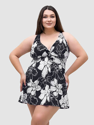 Купальник танкіні із закритою спиною та шортами Fuba 25117 чорний-білий 52 54 56 58 60 український розмір, фото 1