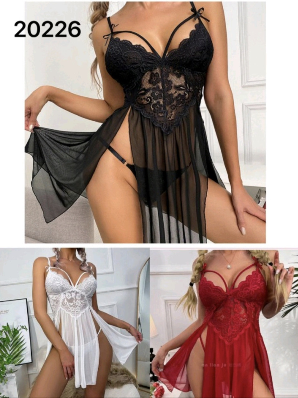 Жіночий пеньюар з трусиками S/M 3 кольори, фото 1