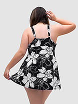 Купальник танкіні із закритою спиною та шортами Fuba 25117 чорний-білий 52 54 56 58 60 український розмір, фото 2