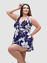 Купальник танкіні із закритою спиною та шортами Fuba 25117 чорний-білий 52 54 56 58 60 український розмір, фото 3