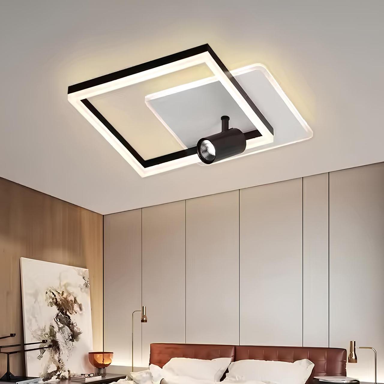 Квадратна Led-люстра з пультом у чорно-білому корпусі,освітлення до 15 м² V K33210-420 WT+BK, фото 1