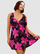 Купальник танкіні із закритою спиною та шортами Fuba 25117 чорний-малиновий 54 56 58 60 український розмір, фото 3