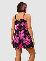 Купальник танкіні із закритою спиною та шортами Fuba 25117 чорний-малиновий 54 56 58 60 український розмір, фото 2