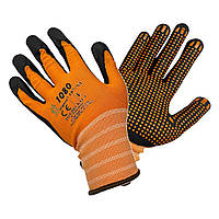 Рукавички робочі стрейчеві покриті спіненим латексом + ПВХ точкою "Urgent 1080" (Польща)