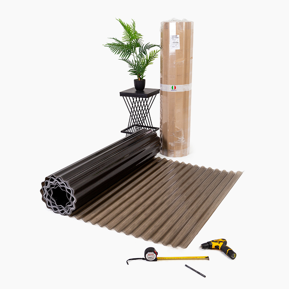 Прозорий шифер ELYPLAST 1,5м х 10м (15м.кв) пластиковий гофрований бронзовий, фото 1