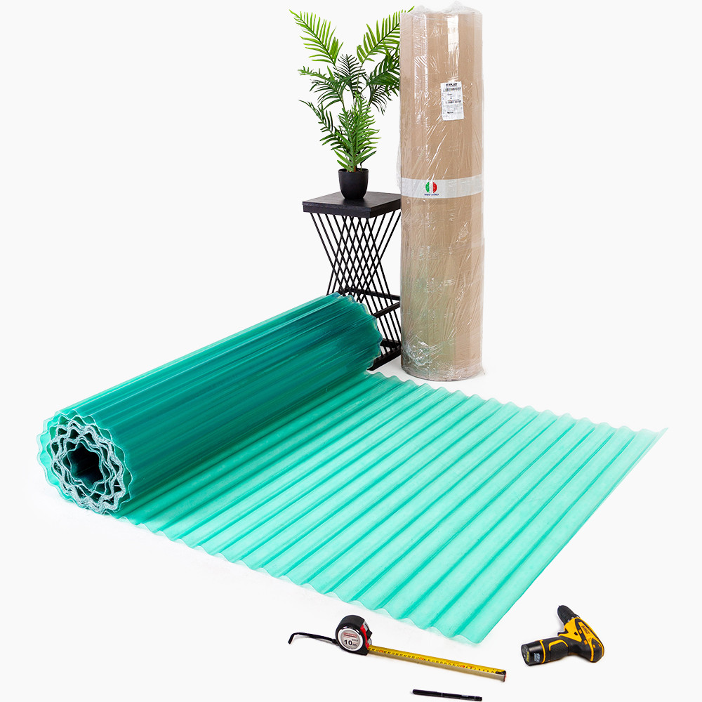 Прозорий шифер ELYPLAST 1.5м х 5м (7,5м.кв) пластиковий гофрований зелений, фото 1