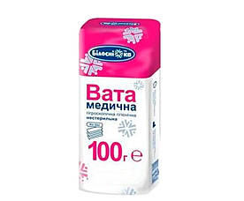 Вата медична гігієнічна нестерильна ТМ "Білосніжка"зигзагоподібна стрічка, 100г