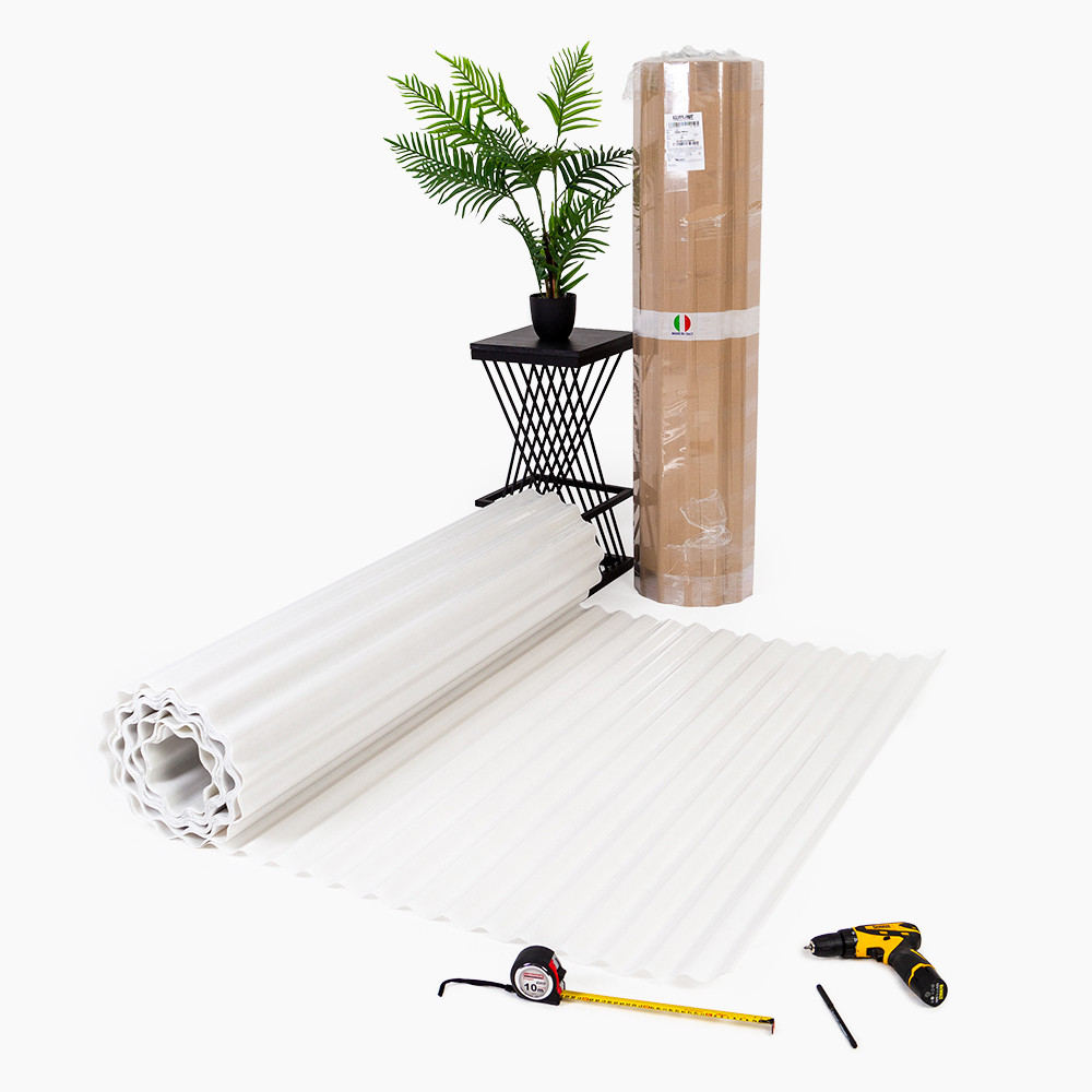 Прозорий шифер ELYPLAST 2м х 20м (40м.кв) пластиковий гофрований білий, фото 1