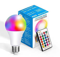 Розумна світлодіодна RGB лампочка з пультом Led Lamp в патрон