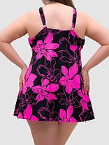 Купальник танкіні із закритою спиною та шортами Fuba 25117-1 чорний-малиновий 52 54 56 58 60 український розмір, фото 2