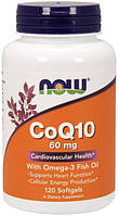 Коензим Q10 + Омега 3 NOW CoQ10 60 mg with Omega-3 120 гел капсул