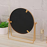Дзеркало настільне косметичне для макіяжу кругле на підставці Золото, фото 5