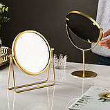 Дзеркало настільне косметичне для макіяжу кругле на підставці Золото, фото 4