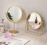 Дзеркало настільне косметичне для макіяжу кругле на підставці Золото, фото 7