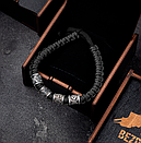 Браслет чоловічий із паракорду та сталі VIKING чорний із Рунами, фото 6