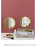 Дзеркало настільне косметичне для макіяжу кругле на підставці Золото, фото 9