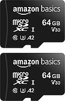 Amazon Basics MicroSDXC – A2 U3 – швидкість читання до 100 МБ/с – 64 ГБ (упаковка з 2 штук) – чорний