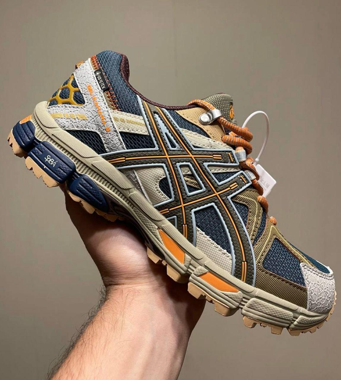 Термо кросівки Asics Gel Kahana 8 Gore tex Beige Orange Blue Асікс Кахана 8 горетекс шкіряні чоловічі
