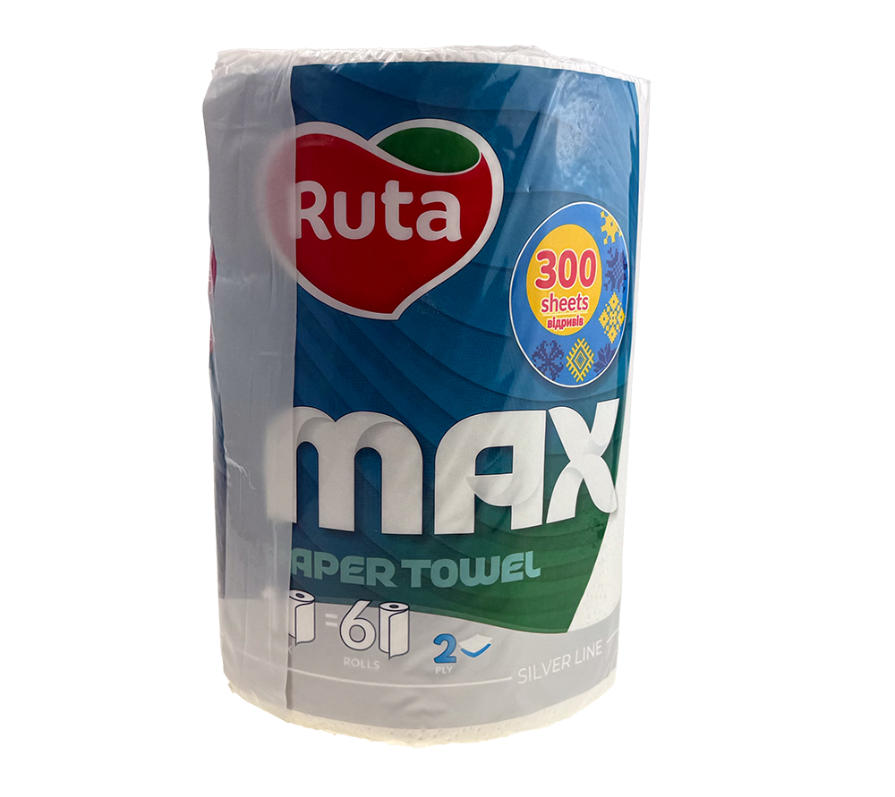 Рушник в рулоні Ruta Max 2-шаровий біли 300 відрізів, фото 1
