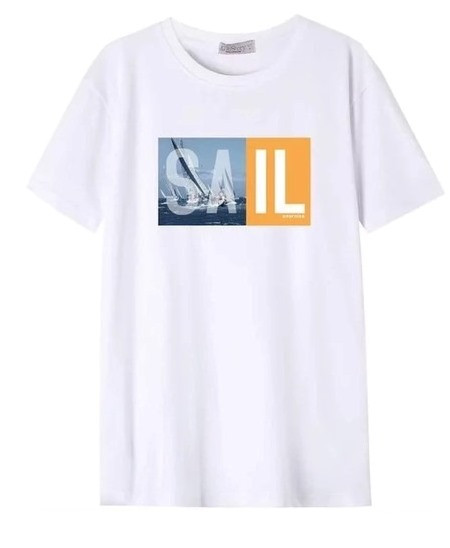 Чоловіча літня стильна принтована футболка з написом SAIL у різних кольорах, фото 1