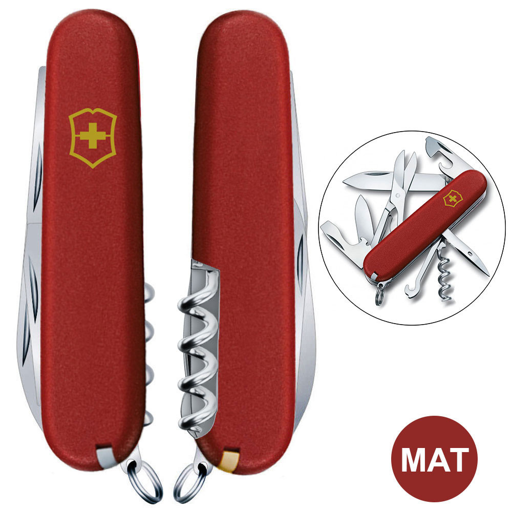 Швейцарський складаний ніж Victorinox CLIMBER MAT червоний матовий лак з жовт.лого 1.3703.M0008p, фото 1
