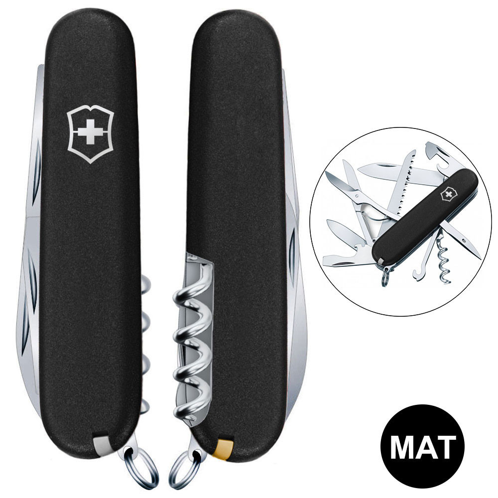 Швейцарський складаний ніж Victorinox HUNTSMAN MAT чорний матовий лак 1.3713.3.M0007p, фото 1