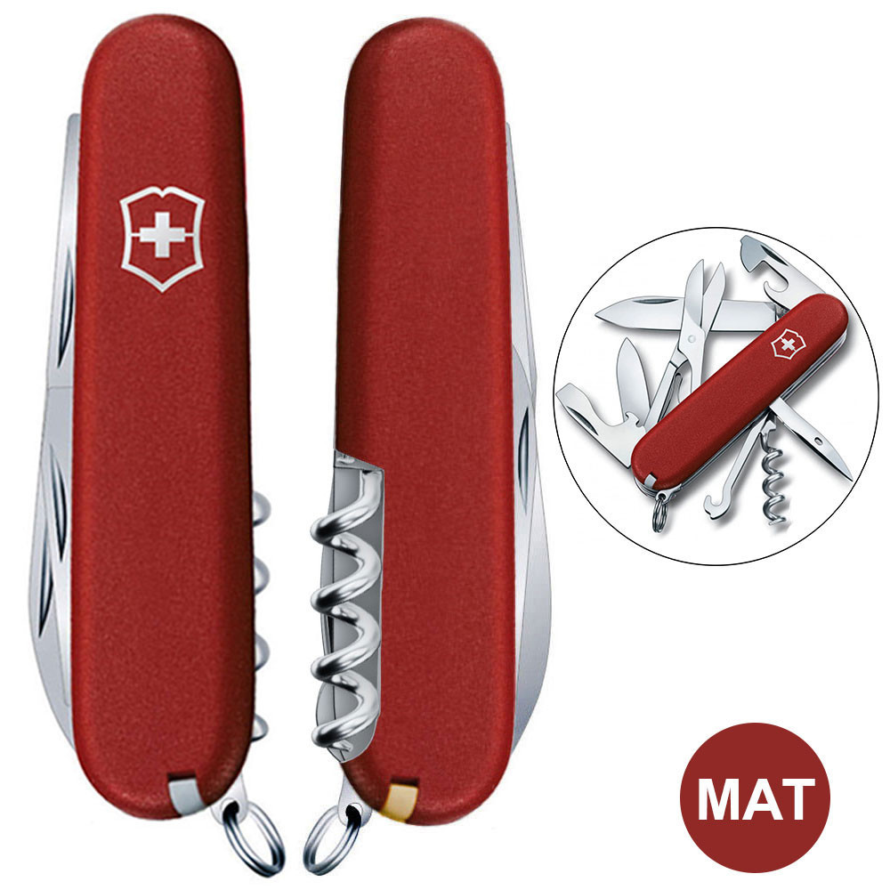 Швейцарський складаний ніж Victorinox CLIMBER MAT червоний матовий лак 1.3703.M0007p