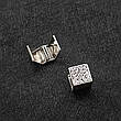Квадратні двосторонні сережки з орнаментом у вінтажному стилі сріблясті, фото 6