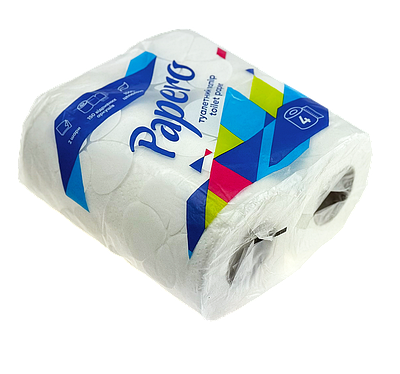 Туалетний папір Papero білий 2-шаровий, 4 рулони