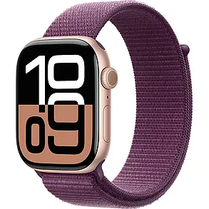 Apple Watch Series 10 GPS 46mm Rose Gold Aluminum Case with Light Plum Sport Loop MWWV3, фото 3