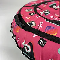 Тюбінг Тік-Ток Рожевий 120 см Надувні санки-тюбінг Ватрушка-тюбінг для снігу Міцний тюбінг Яскраві сани