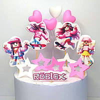 Цукрова прикраса-топери для кондитерських виробів "Роблокс (дівчата)"