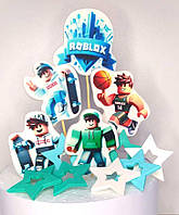 Цукрова прикраса-топери для кондитерських виробів "Роблокс (хлопці)"