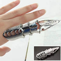 Кольцо коготь на весь палец перстень в форме когтя длинный серебряный цвет