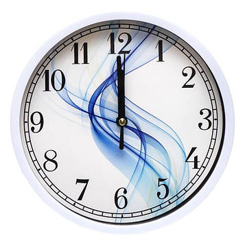 Годинник настінний №-8 на батарейках, матеріал пластик, розмір 19см, білий