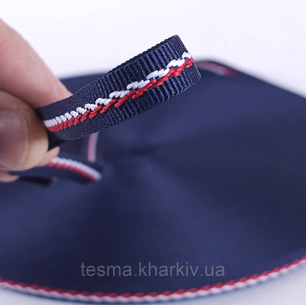Стрічка киперна, тасьма киперна 10 мм 50 м темно синя з косичкою