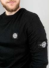 Чоловічий светр Stone Island чорний, кофта чоловіча Стон Айленд класична з патчем, чорний джемпер Стоник, фото 5