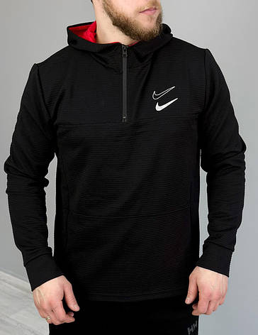 Чоловіче худі Nike чорний із капюшоном чоловіча спортивна кофта Найк, фото 1